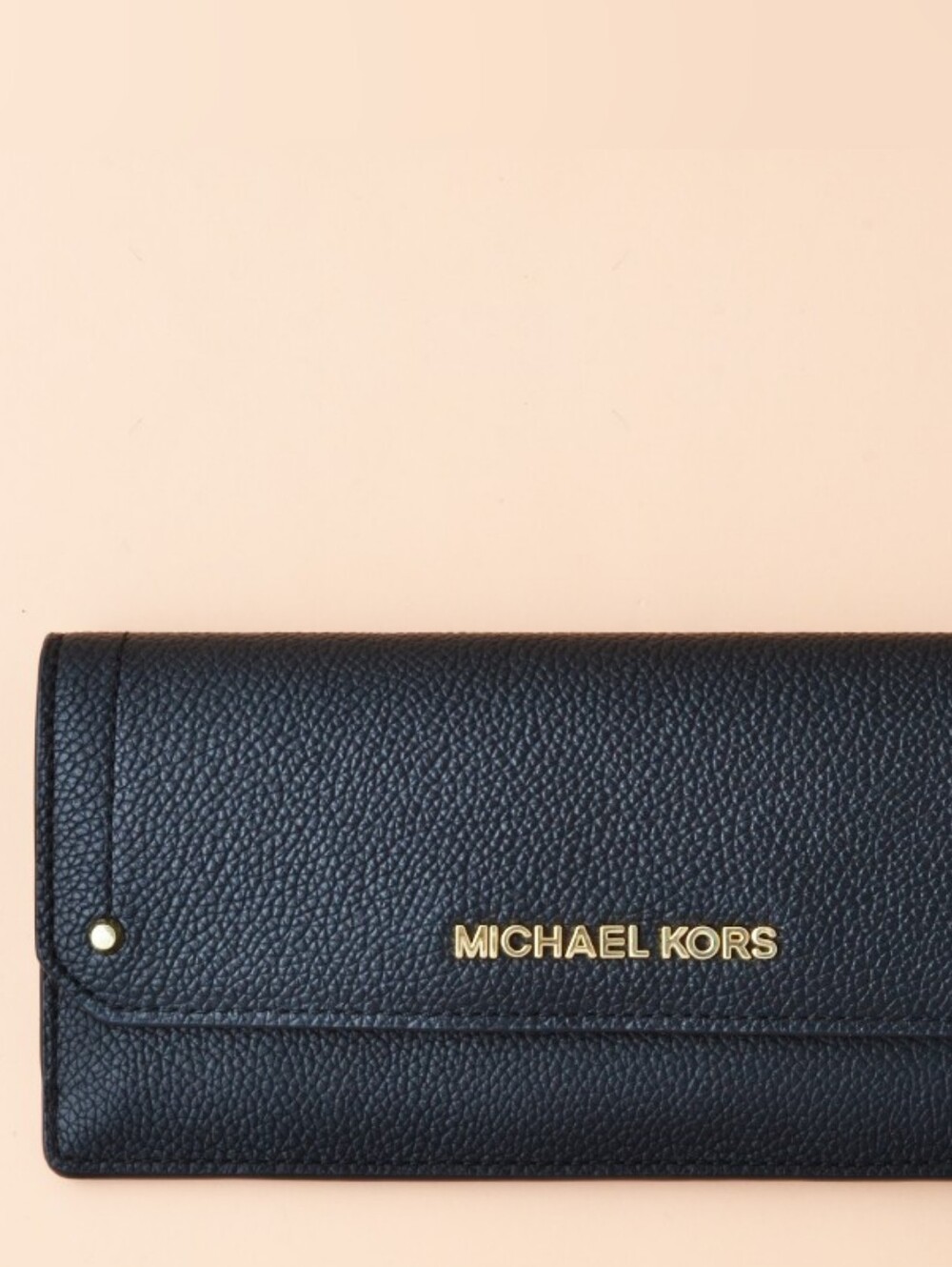 Michael Kors Black Hayes Flat Leather Wallet with Gold Logo NWT - Picture 2 of 4